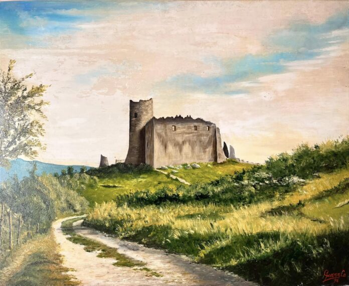 Castello Normanno di Avella, 1996, Olio su legno, tecnica a spatola, 90x60 cm
