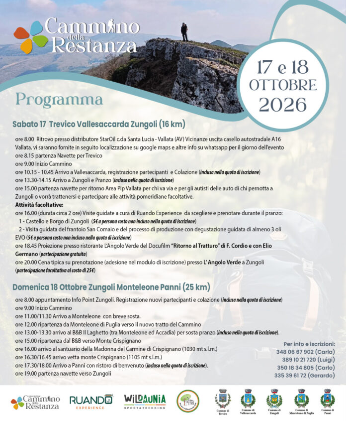 Cammino della Restanza, al via la sesta edizione: il 17 e 18 ottobre la prima due giorni da Trevico a Panni Cammino della Restanza, al via la sesta edizione: il 17 e 18 ottobre la prima due giorni da Trevico a Panni
